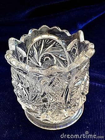 Beautiful Elegant Antique Hand Cut Lead Crystal Glass Votive - EAPG Stock Photo
