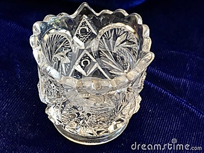 Beautiful Elegant Antique Hand Cut Lead Crystal Glass Votive - EAPG Stock Photo