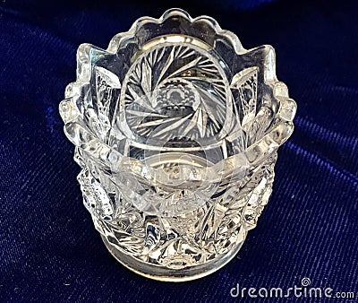 Beautiful Elegant Antique Hand Cut Lead Crystal Glass Votive - EAPG Stock Photo