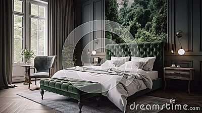 Beautiful elegant bedroom inerior design Stock Photo