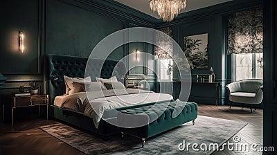 Beautiful elegant bedroom inerior design Stock Photo