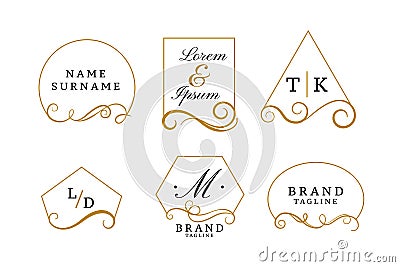 Beautiful elegant logos or wedding monograms collection Vector Illustration