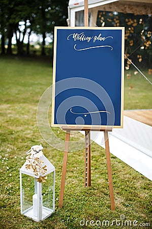 Beautiful elegant stylish wedding guest table list Stock Photo