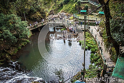 Beautiful Elephant Falls, the Three steps water falls, in Shillong, Meghalaya, East Khasi Hills, India Editorial Stock Photo