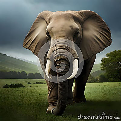 Beautiful elephant portrait - ai generated image Stock Photo