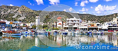 Beautiful Elounda village,Crete island,Greece. Stock Photo