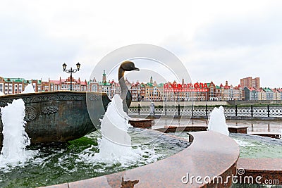 Beautiful embankment of Bruges in Yoshkar-Ola. Russia, Republic of Mari El Editorial Stock Photo