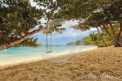 Beautiful empty tropical beach in Seychelles Stock Photo