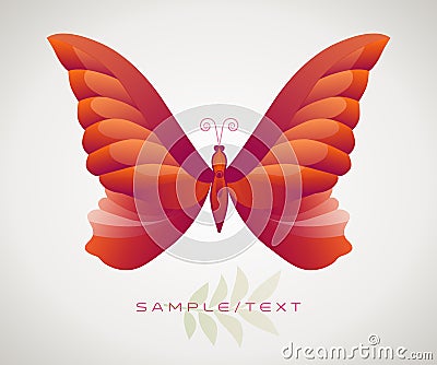 Beautiful and ethereal stylized and isolated butterfly. Symbol of transformation, beauty and youth Vector Illustration