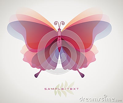 Beautiful and ethereal stylized and isolated butterfly. Symbol of transformation, beauty and youth Vector Illustration