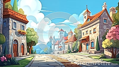 beautiful european countryside city small town, european houses Stock Photo