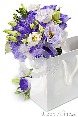 Beautiful eustoma flowers bouquet Stock Photo