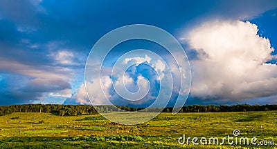 Beautiful evening clouds over Big Meadows in Shenandoah National Park Stock Photo