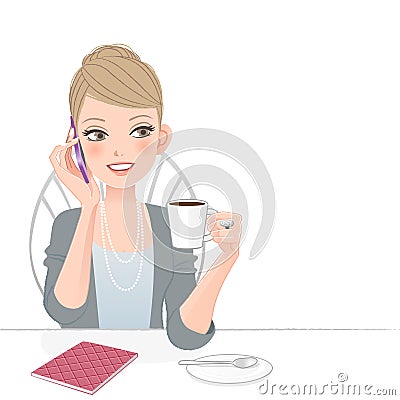 Beautiful executive woman talking on the phone Vector Illustration