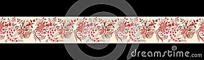 Beautiful exotic chinoiserie seamless pattern. Hand drawn vintage chinese rose trees, sakura, palms, flowers, pavilion, lemon Stock Photo