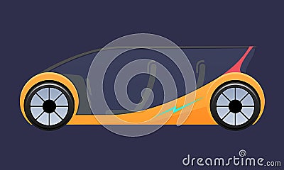 Beautiful expensive multi-seat electric vehicle, automobile with doors opening upward. Vector Illustration