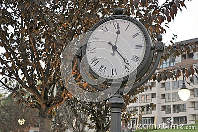 Beautiful exquisite antique old elegant wrought-iron clock Stock Photo
