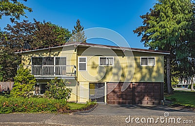 Beautiful exterior house in rural suburban neighborhood. Real Estate Exterior Front House on a sunny day. Big house Editorial Stock Photo