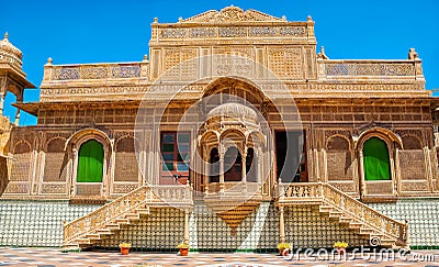 The beautiful exterior of Mandir Palace in Jaisalmer, Rajasthan, India. Jaisalmer is a very popular tourist destination in Rajasth Stock Photo