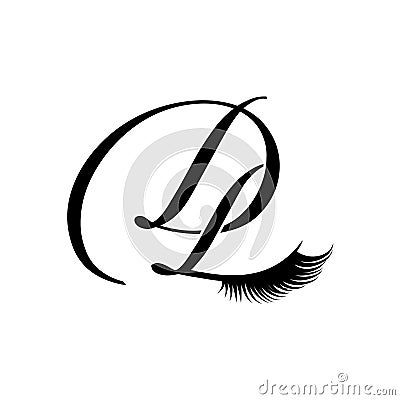 beautiful eyelashes D L logo logo monogram dl ld d l Vector Illustration