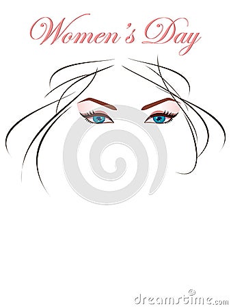 Beautiful eyes and hairs for woman's day Vector Illustration