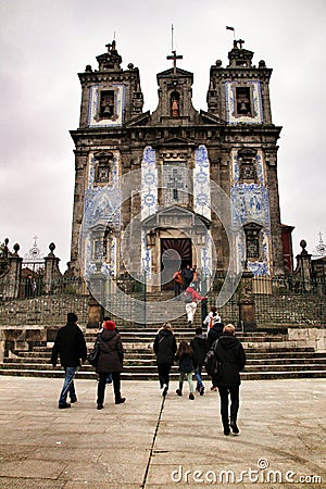 Beautiful facade of Santo Ildefonso church in Oporto Editorial Stock Photo