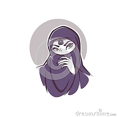 Beautiful face of arabic muslim woman, vector illustration for y Vector Illustration