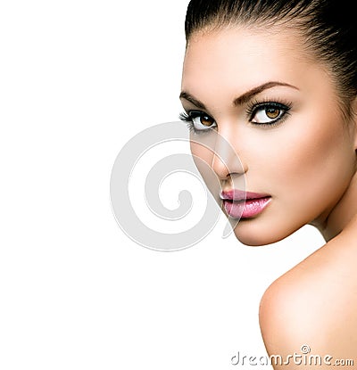 Beautiful Face of Young Woman Stock Photo