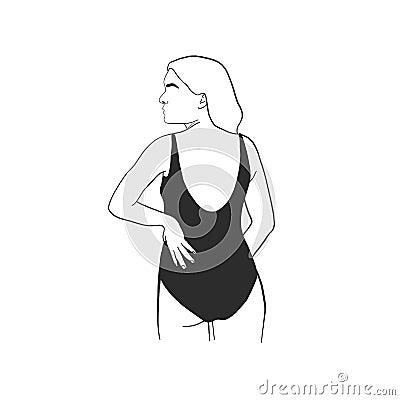 Beautiful faceless female body in underwear. Vector Illustration