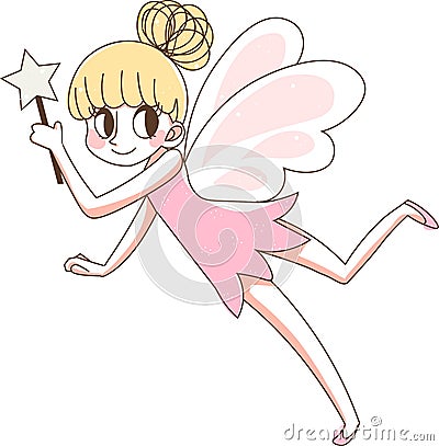 Beautiful fairy magic wand.pink cute vector illustration. Vector Illustration