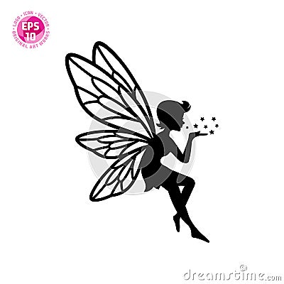 Beautiful fairy silhouette vector template D Vector Illustration