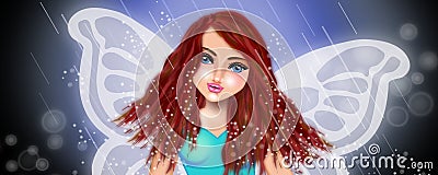 Fairy in the rain Cartoon Illustration