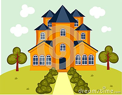 Beautiful fairytale castle Vector Illustration