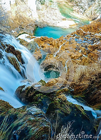 Beautiful Falls in Plitvice Lakes National Park, Croatia Stock Photo