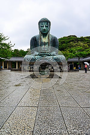 Beautiful and famous giant bronze Buddha Statues Kamakura Daibutsu Editorial Stock Photo