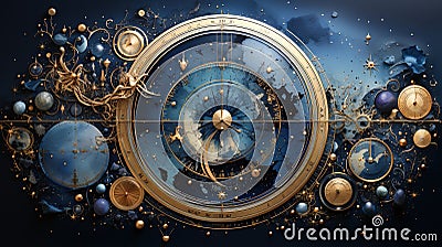 A Beautiful Fantasy Analog Watch Dial Background Selective Focus Stock Photo