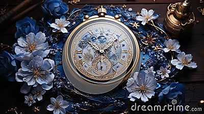 A Beautiful Fantasy Analog Watch Dial Background Selective Focus Stock Photo