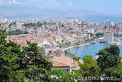 A beautiful faraway view of Split, Croatia from Marjan Hill Stock Photo