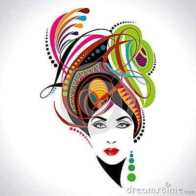 Beautiful fashion stylish women portrait Vector Illustration