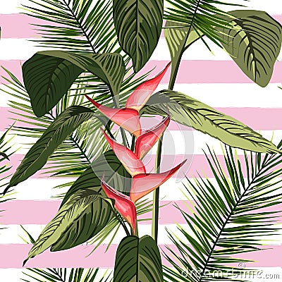 Beautiful fashionable vector seamless floral jungle pattern background. Stock Photo