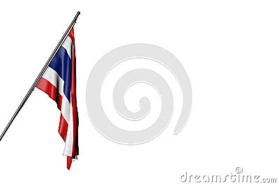 beautiful feast flag 3d illustration - Thailand flag hangs on a in corner pole isolated on white Cartoon Illustration