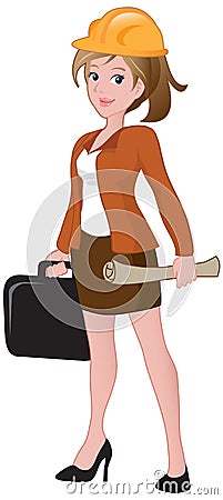 Beautiful Female Architect Vector Illustration