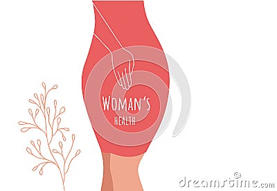 Beautiful female body and women`s hygiene and health concept. Menopause, Urinary incontinence, Vector Illustration