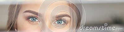 Beautiful female eyes. Banner for website. Concept of lifestyle, Stock Photo