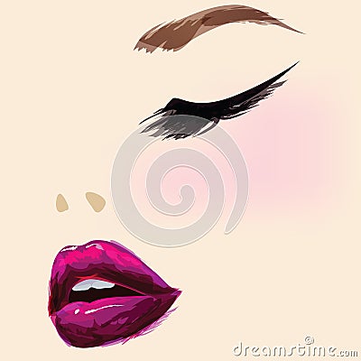 Beautiful female face Vector Illustration