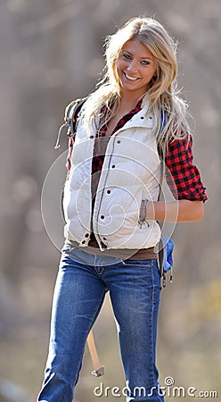 https://thumbs.dreamstime.com/x/beautiful-female-hiker-blonde-stunning-young-model-red-black-flannel-shirt-white-down-vest-jeans-hike-woods-30950065.jpg