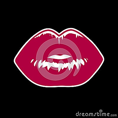 Beautiful female plump red lips Vector Illustration