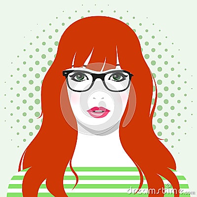 Beautiful female student with glasses Vector Illustration
