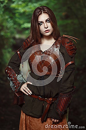 Beautiful female warrior portrait Stock Photo