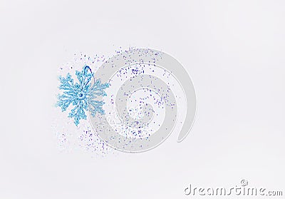 A beautiful festive background for text. Glitter, serpentine, snowflakes. Holiday content Stock Photo